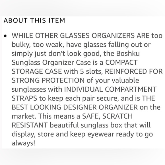 BOSHKU TAN SUNGLASSES ORGANIZING CASE NWOT vegan leather w/ suede Holds 5 pairs - Picture 8 of 8